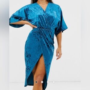 Club L London Velvet Knot Front Midi Dress